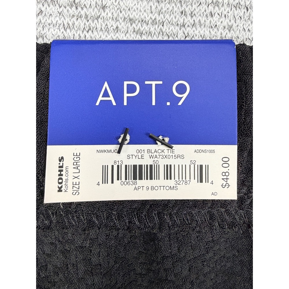 Apt. 9 Womens XL Black Textured Jacquard Jogger Pants Gold Zip Pockets MSRP $48 - Picture 3 of 16